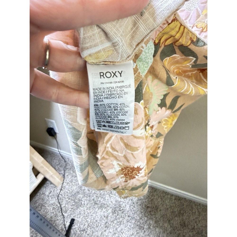 Roxy floral smocked midi Dress Strapy boho sundress pink peach woman Size XS - Picture 8 of 14